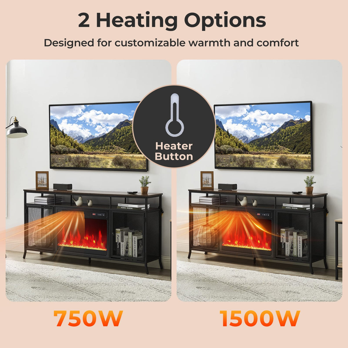 18 Inch Electric Fireplace Insert Fireplace Heater with Overheat Protection-Fireplaces-DECOROLALA