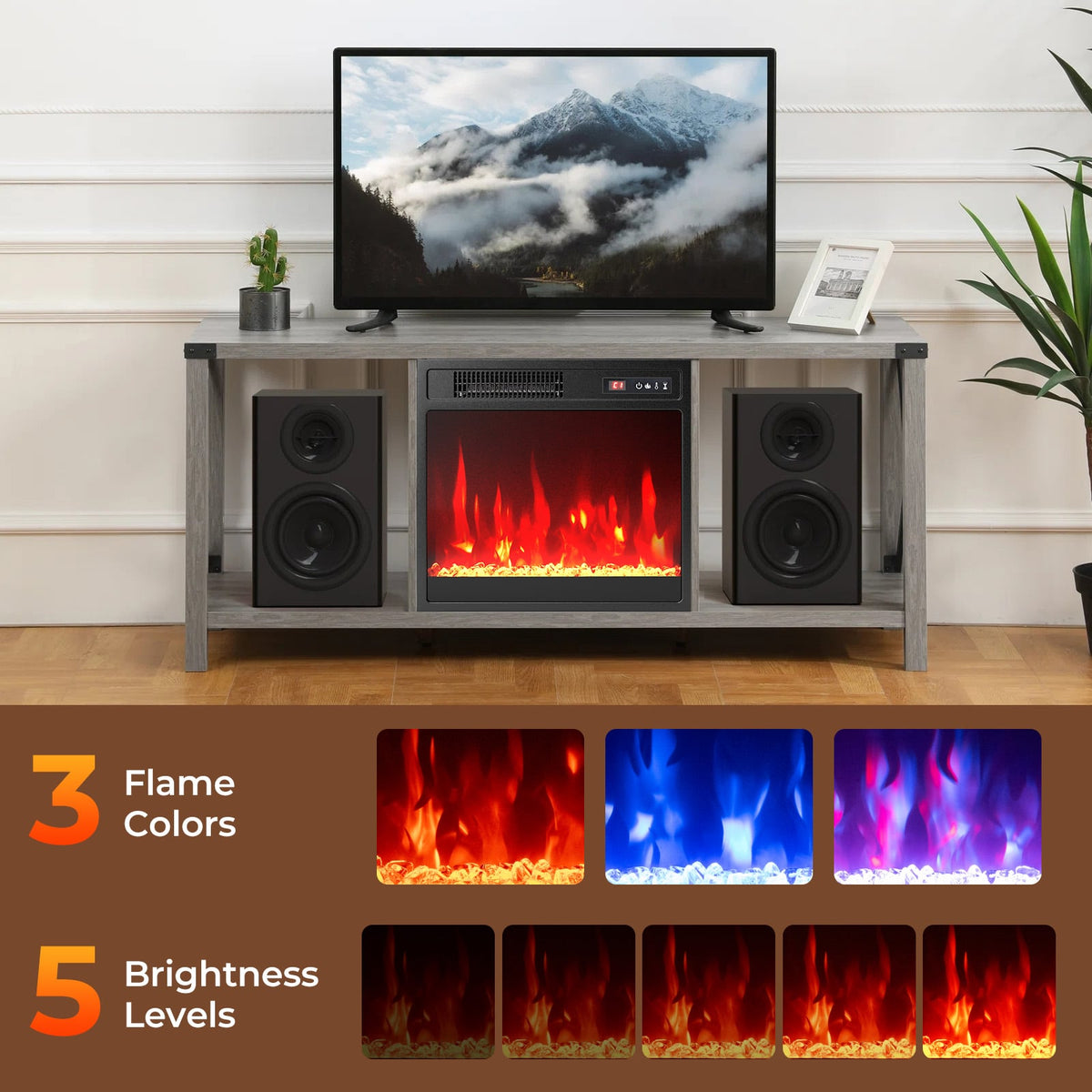 18 Inch Electric Fireplace Insert Fireplace Heater with Overheat Protection-Fireplaces-DECOROLALA