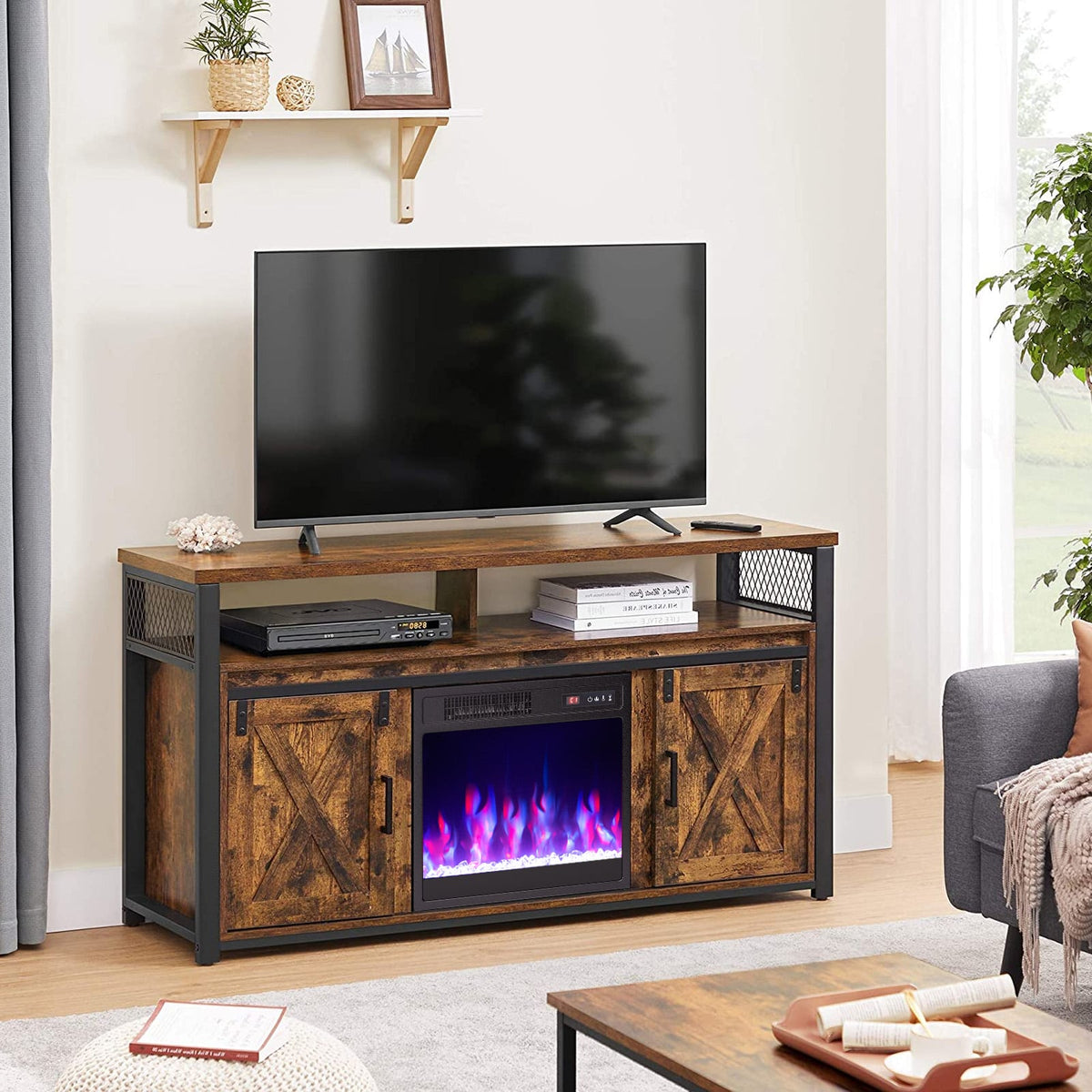 18 Inch Electric Fireplace Insert Fireplace Heater with Overheat Protection-Fireplaces-DECOROLALA