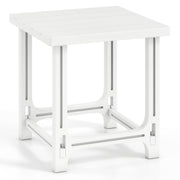 18 Inch Outdoor Adirondack Side Table with Slatted Surface-White-Patio Coffee Tables-DECOROLALA