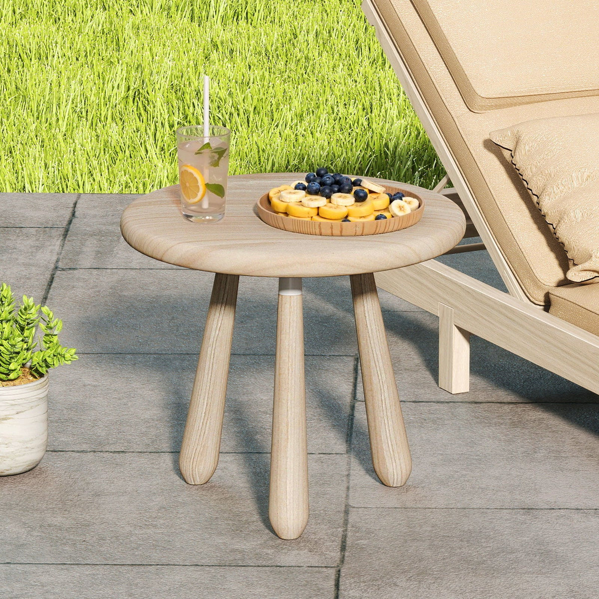 18 Inch Outdoor Mahogany Wood Side Table with Thickened Board-End & Side Tables-DECOROLALA