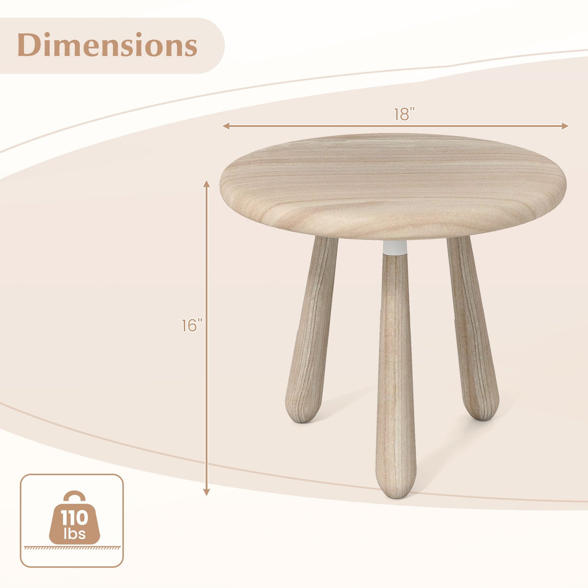 18 Inch Outdoor Mahogany Wood Side Table with Thickened Board-End & Side Tables-DECOROLALA