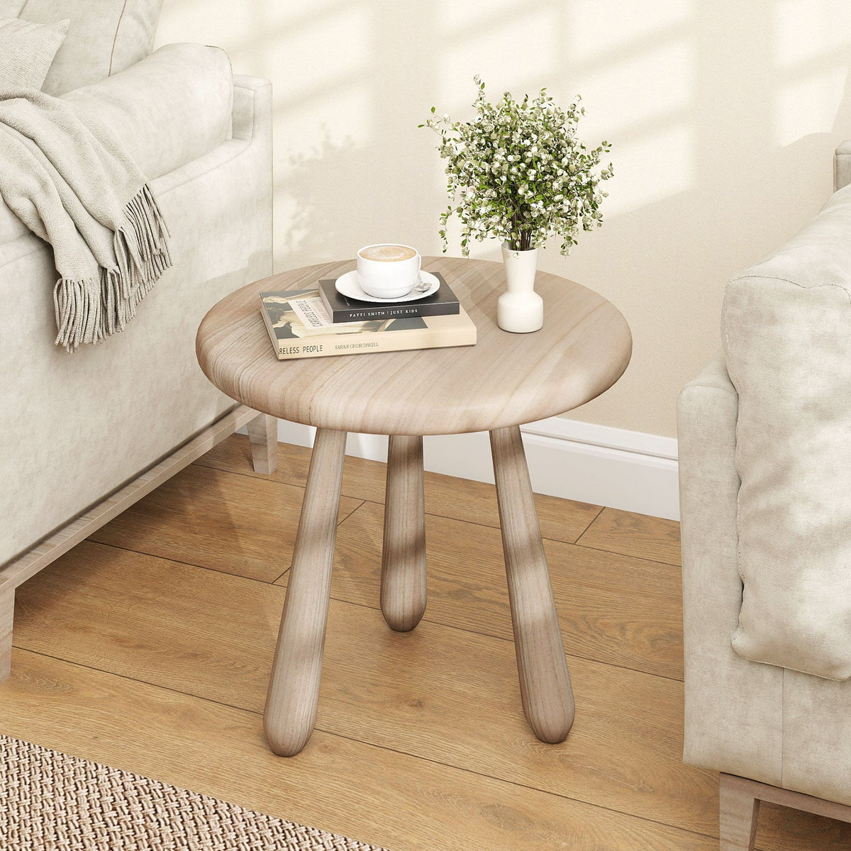 18 Inch Outdoor Mahogany Wood Side Table with Thickened Board-End & Side Tables-DECOROLALA