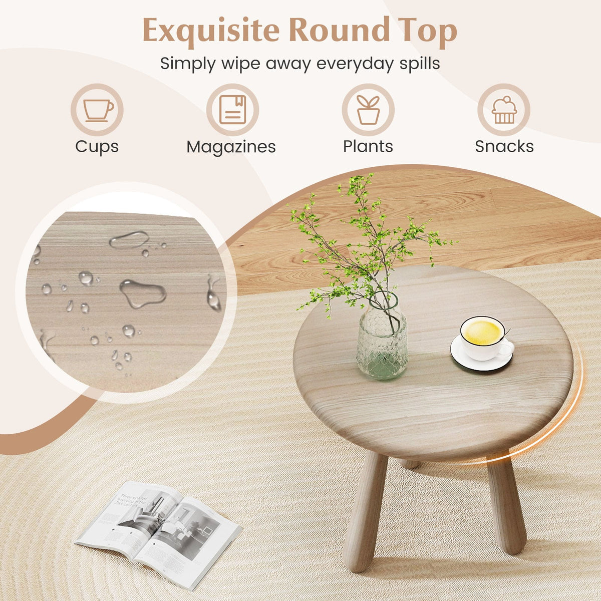 18 Inch Outdoor Mahogany Wood Side Table with Thickened Board-End & Side Tables-DECOROLALA