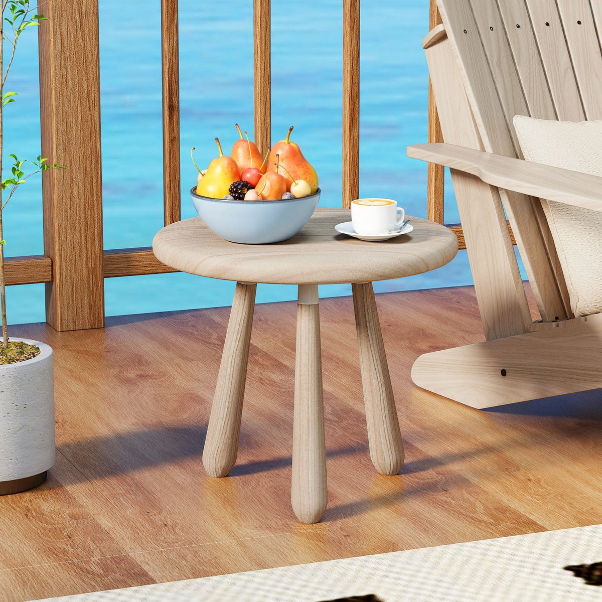 18 Inch Outdoor Mahogany Wood Side Table with Thickened Board-End & Side Tables-DECOROLALA