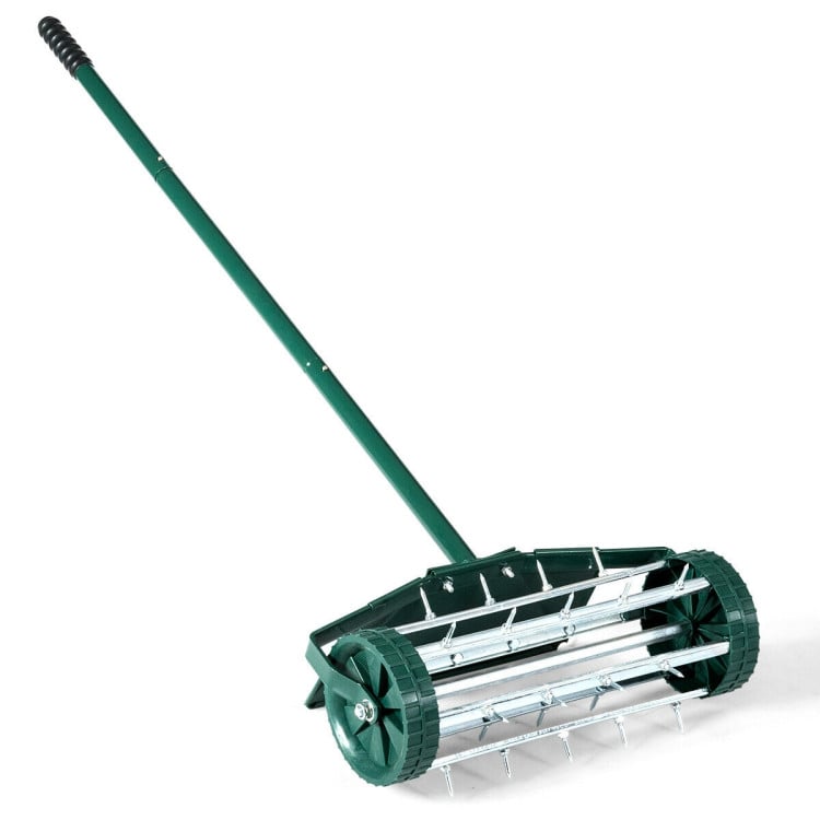 18 Inch Rolling Lawn Aerator with Splash-Proof Fender for Garden-Lawn Care Tools-DECOROLALA