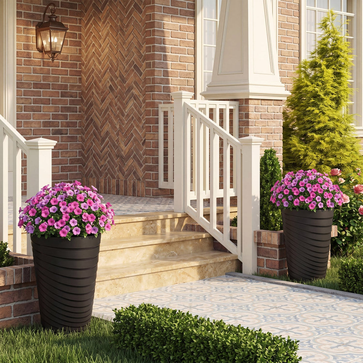 18 Inch Tall Flower Pot Set of 2 with Insert Bucket and Handle Design-Black-Raised Garden Beds-DECOROLALA