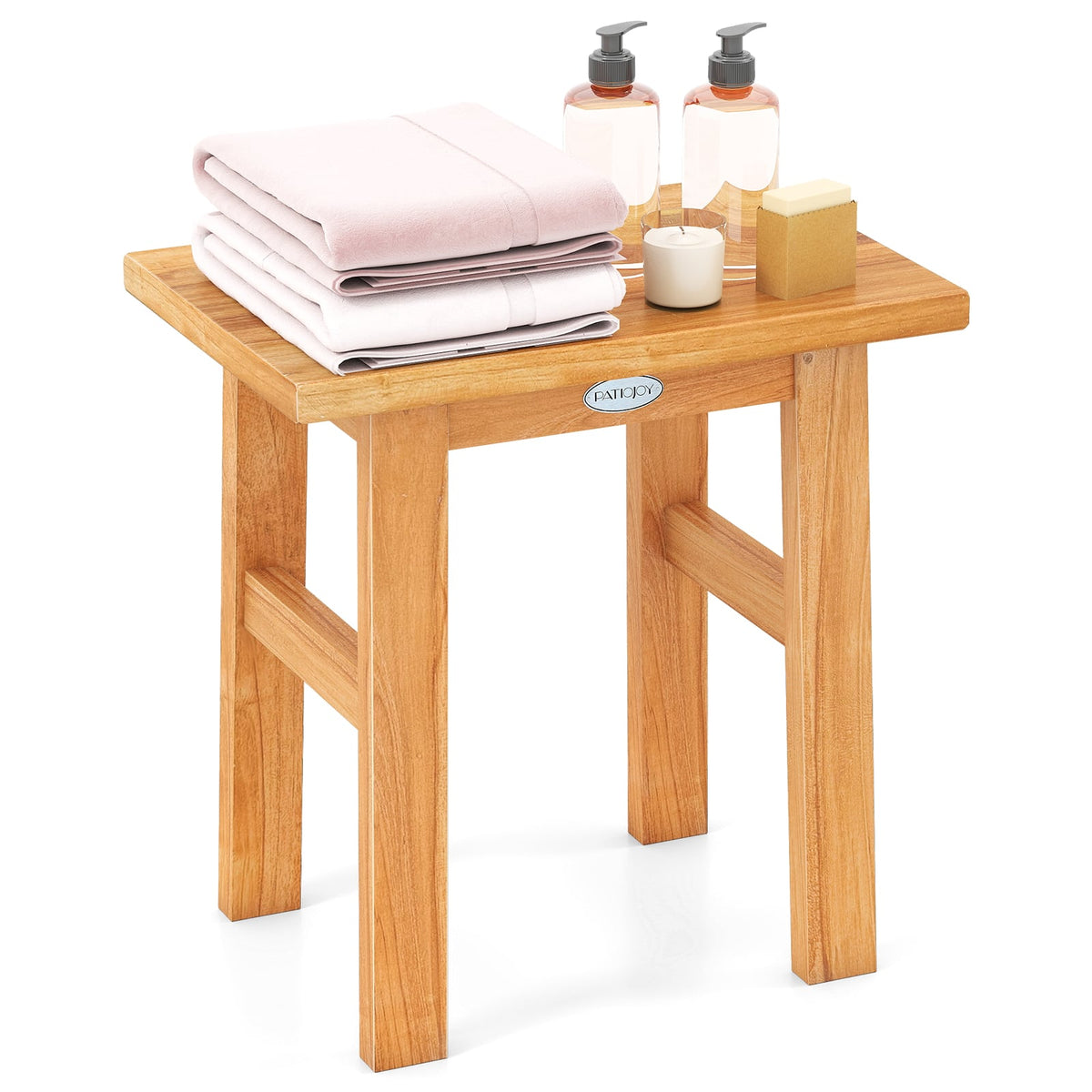 18 Inch Teak Shower Bench Spa Bath Stool for Shaving Legs-Bath Safety Products-DECOROLALA