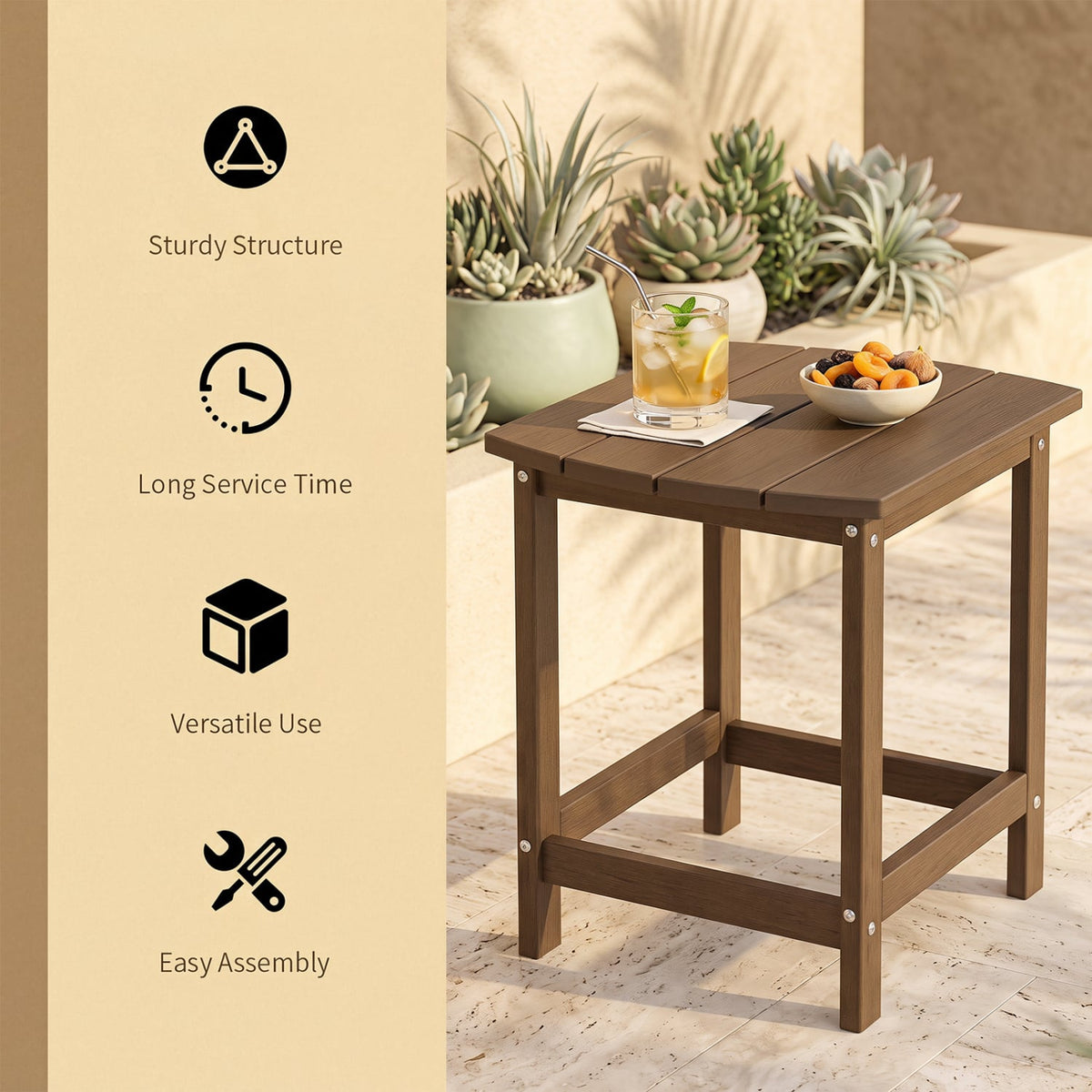 18 Inch Weather Resistant Side Table for Garden Yard Patio-Coffee-Patio Coffee Tables-DECOROLALA