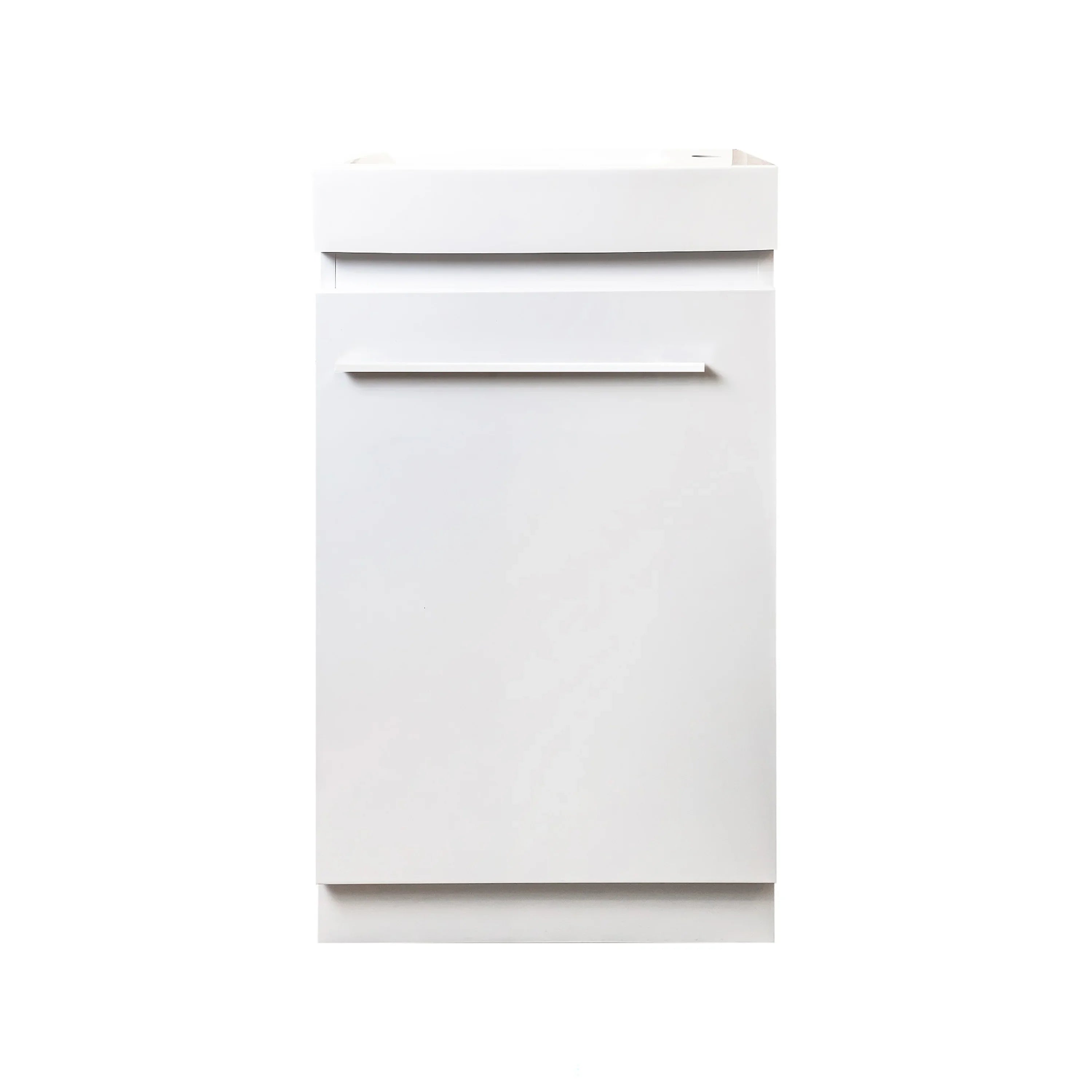 18" Matte White Freestanding Bathroom Vanity with Engineered Stone Countertop-Migration_Bathroom Vanities-DECOROLALA