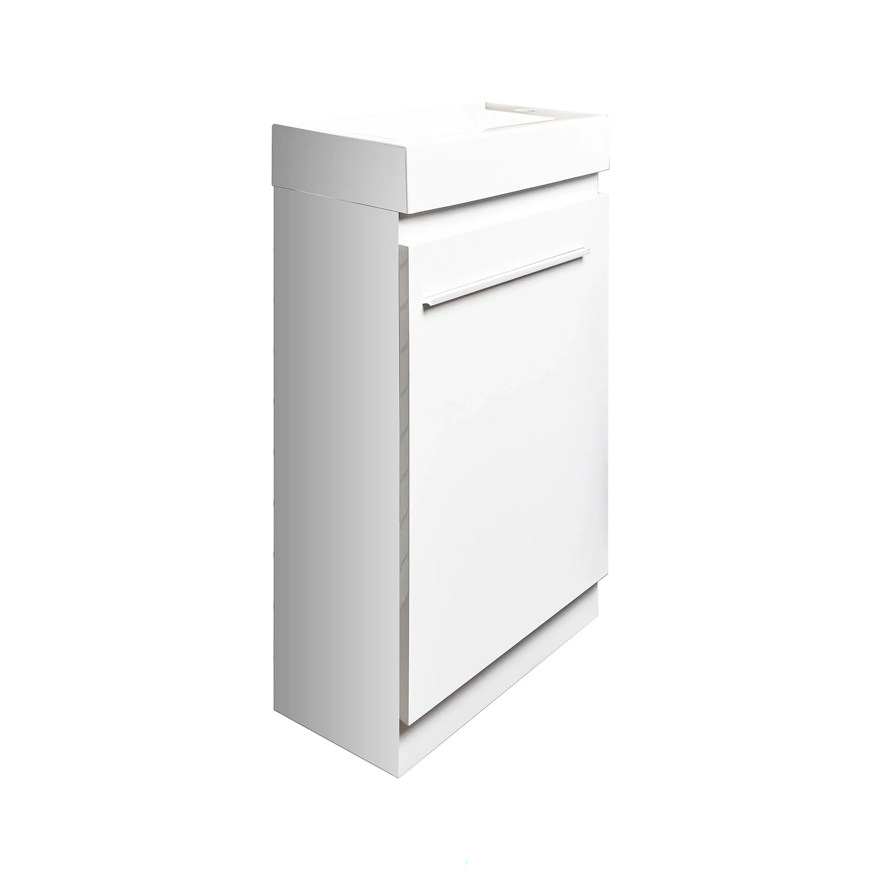 18" Matte White Freestanding Bathroom Vanity with Engineered Stone Countertop-Migration_Bathroom Vanities-DECOROLALA