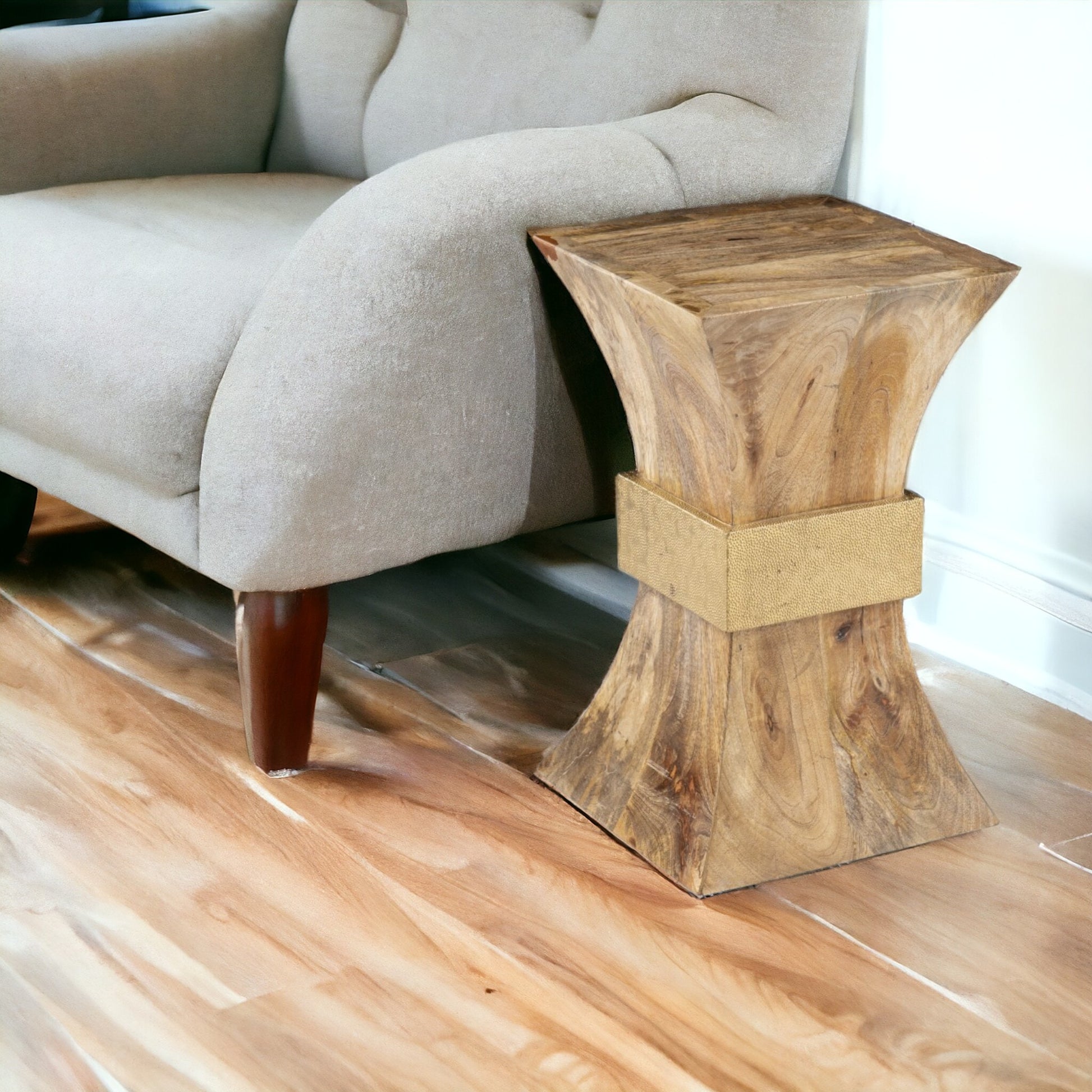 18" Natural Solid Wood And Manufactured Wood Square End Table-End-Side Tables-DECOROLALA