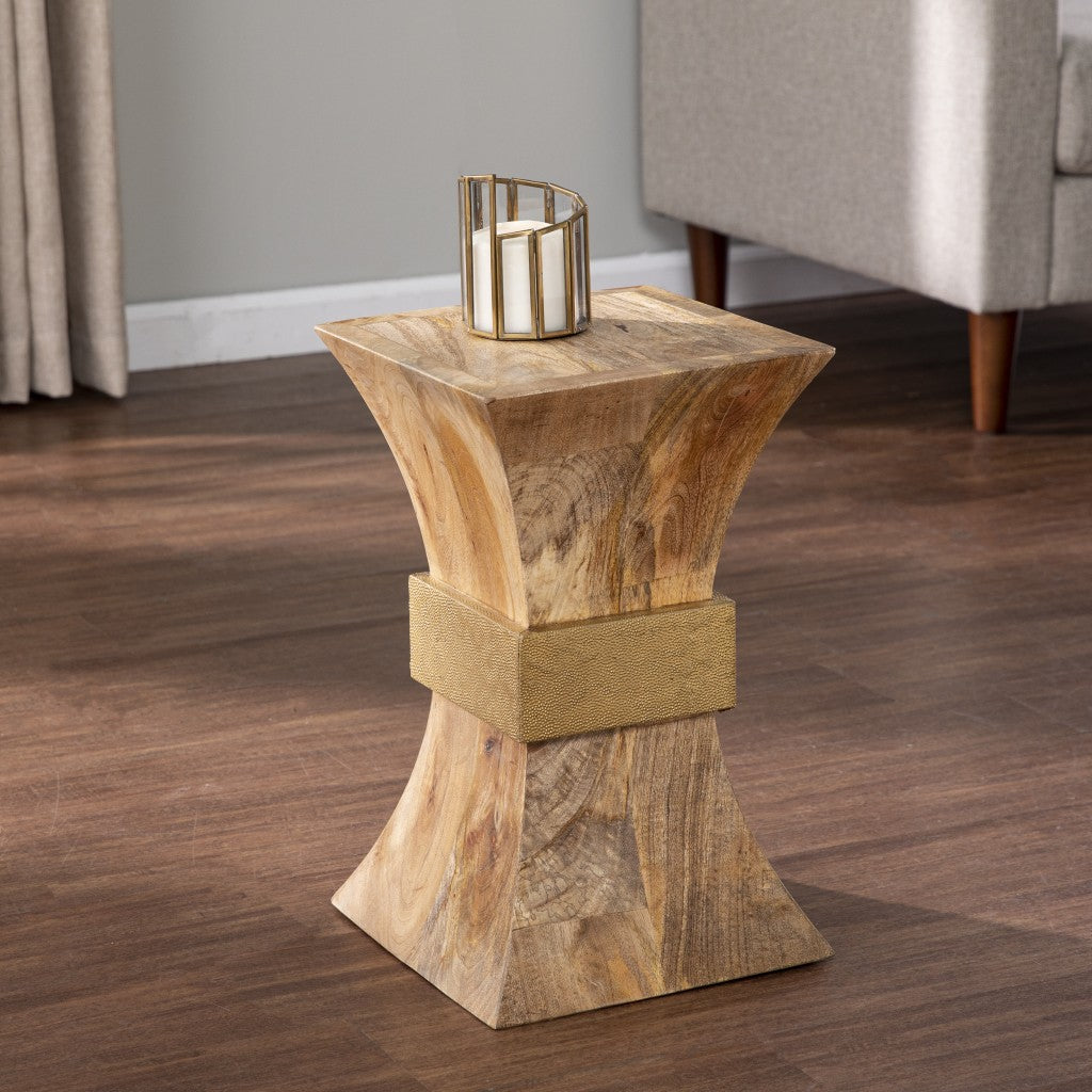 18" Natural Solid Wood And Manufactured Wood Square End Table-End-Side Tables-DECOROLALA