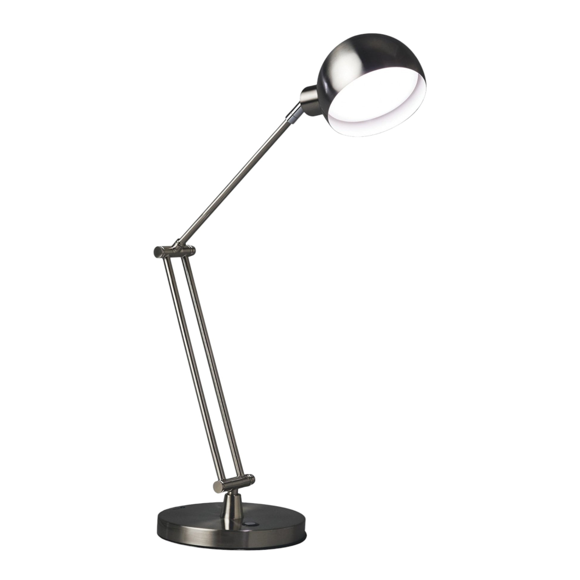 18" Nickel Metal Adjustable Swing Arm LED Desk Lamp With USB-Table Lamps-DECOROLALA