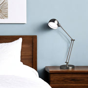 18" Nickel Metal Adjustable Swing Arm LED Desk Lamp With USB-Table Lamps-DECOROLALA