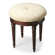 18" Off White Linen And Dark Brown Ottoman-Ottomans-DECOROLALA