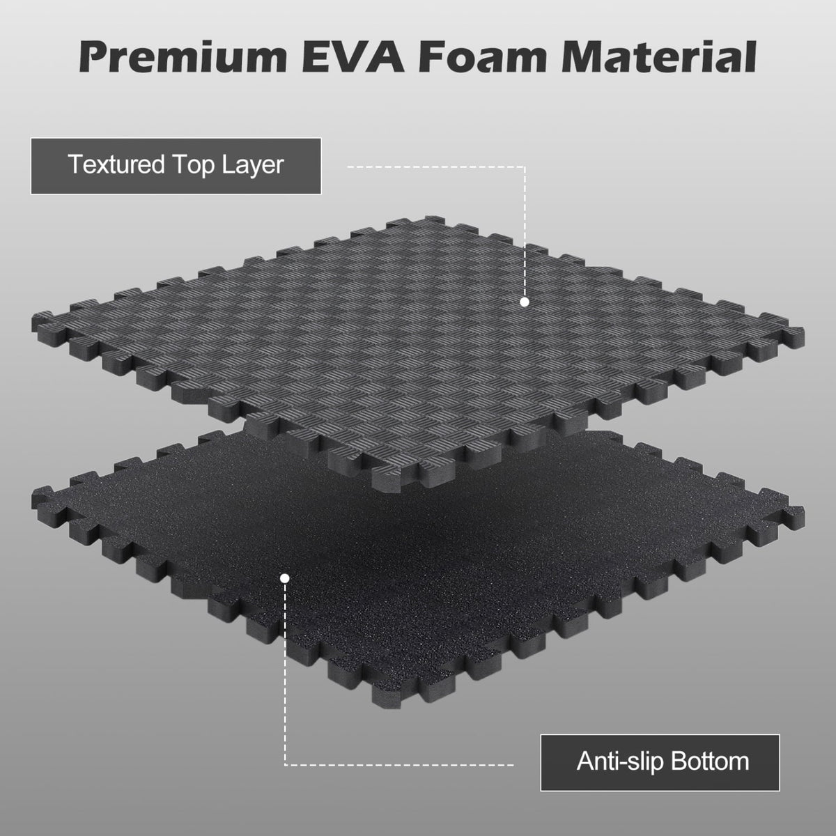 18 PCS Puzzle Exercise Mat EVA Foam Interlocking Floor Tiles-Black-Foam Floor Tiles-DECOROLALA