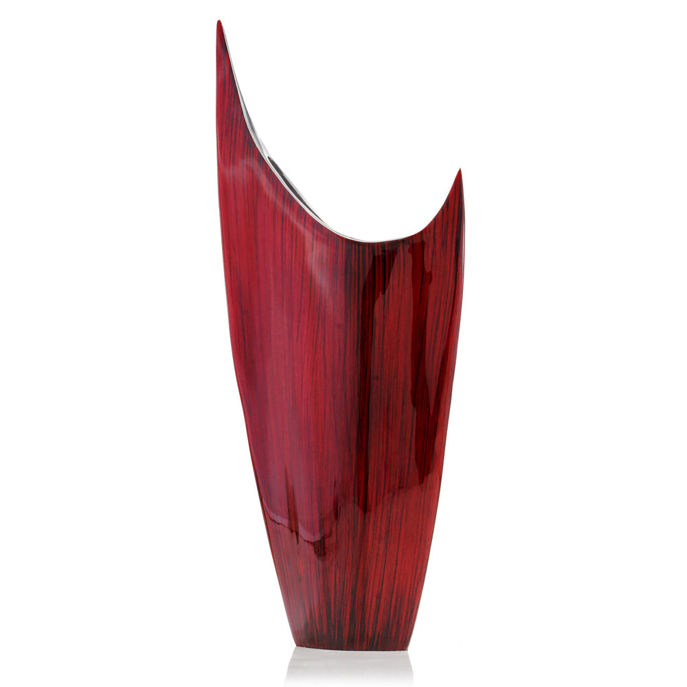 18" Red Aluminum Pointy Table Vase-Vases-DECOROLALA