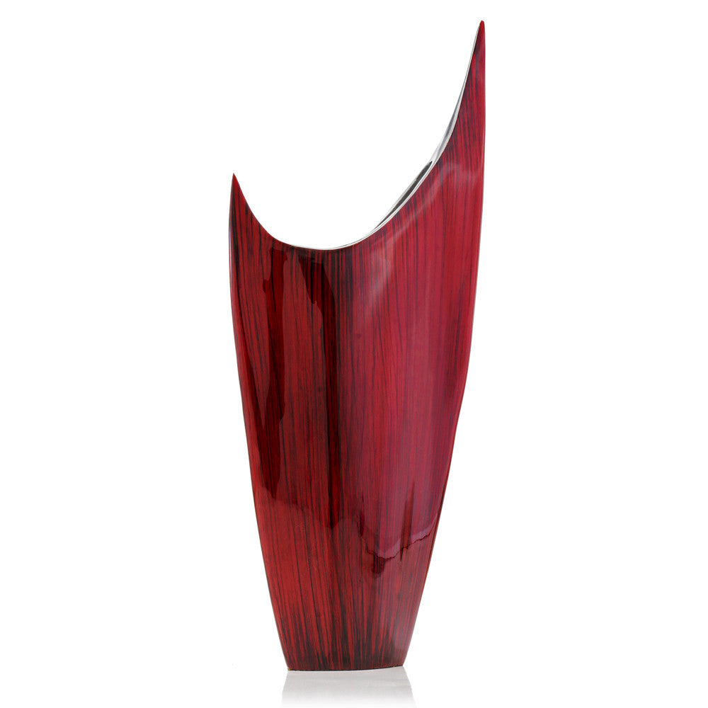 18" Red Aluminum Pointy Table Vase-Vases-DECOROLALA