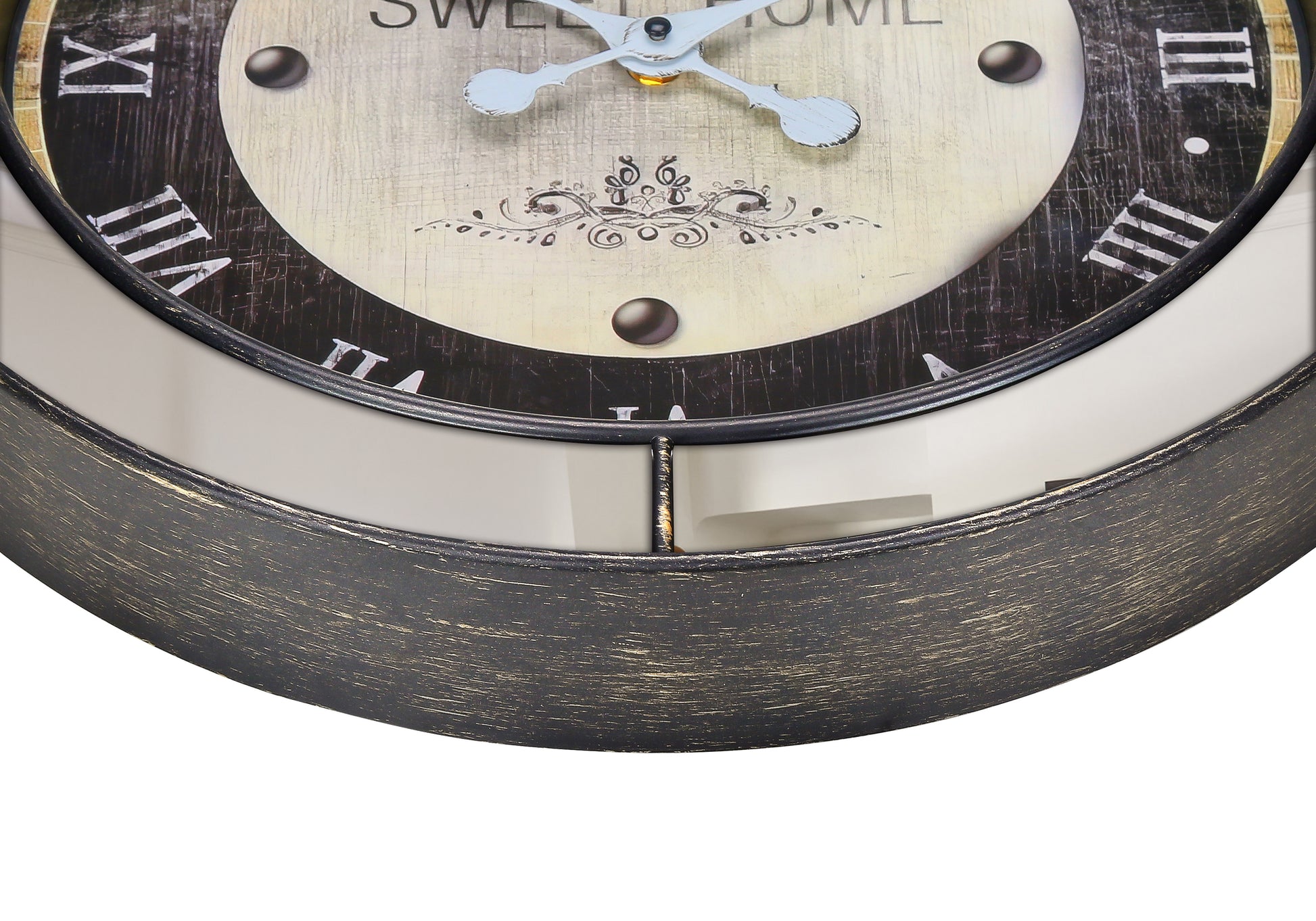 18" Round Wall Clock with Mirror Frame, Brown-Clocks-DECOROLALA