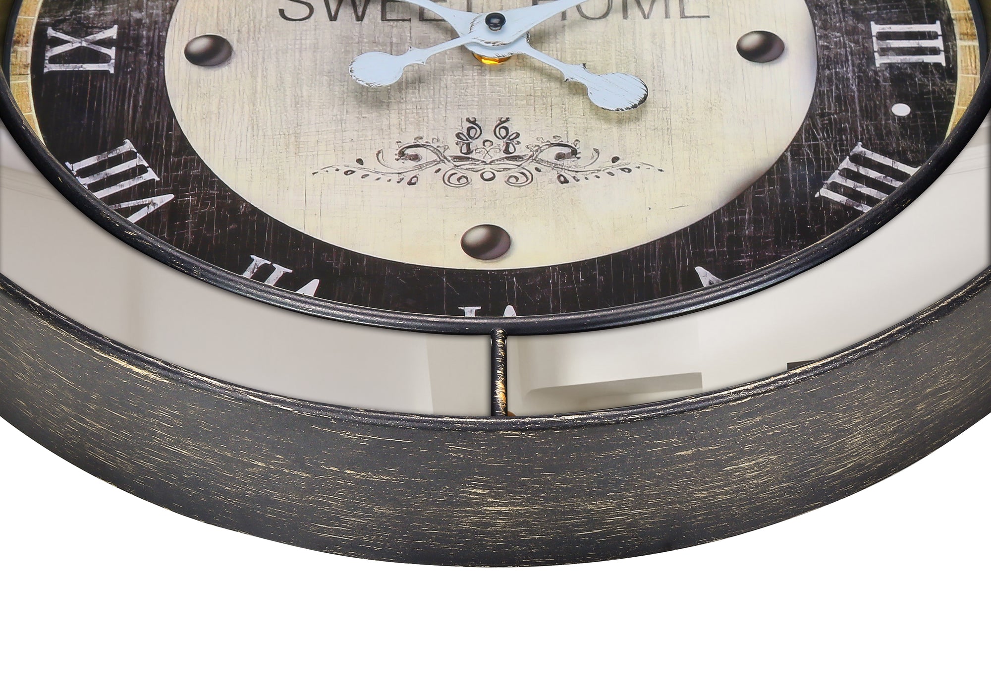 18" Round Wall Clock with Mirror Frame, Brown-Clocks-DECOROLALA