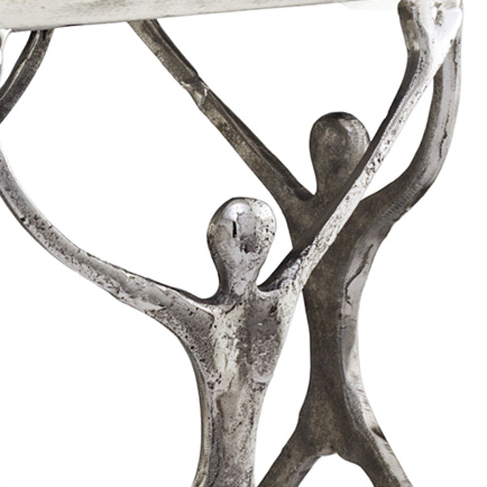 18" Silver And Antiqued White Aluminum Square End Table-End-Side Tables-DECOROLALA