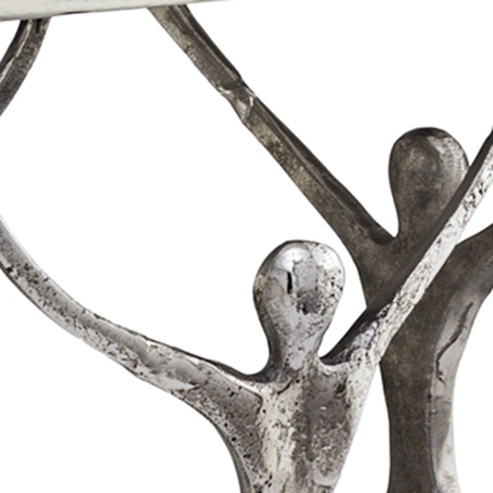 18" Silver And Antiqued White Aluminum Square End Table-End-Side Tables-DECOROLALA