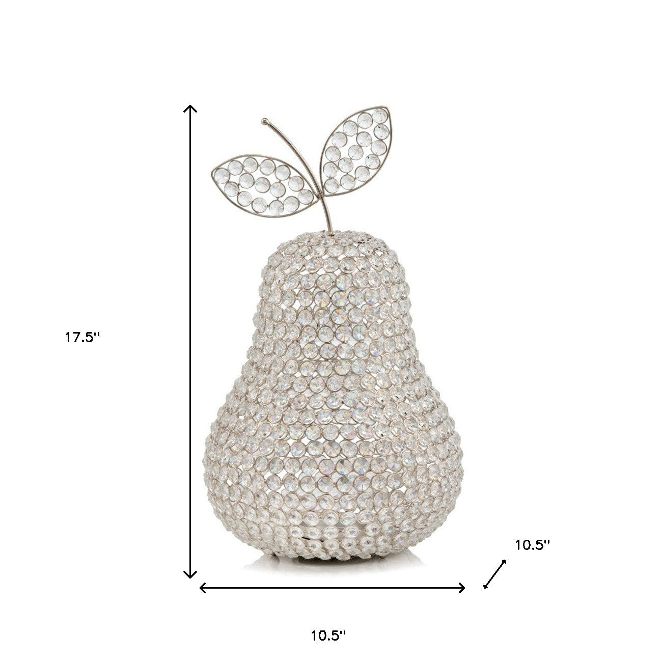 18" Silver Faux Crystal and Silver Decorative Pear Tabletop Sculpture-Sculptures-DECOROLALA