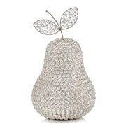 18" Silver Faux Crystal and Silver Decorative Pear Tabletop Sculpture-Sculptures-DECOROLALA