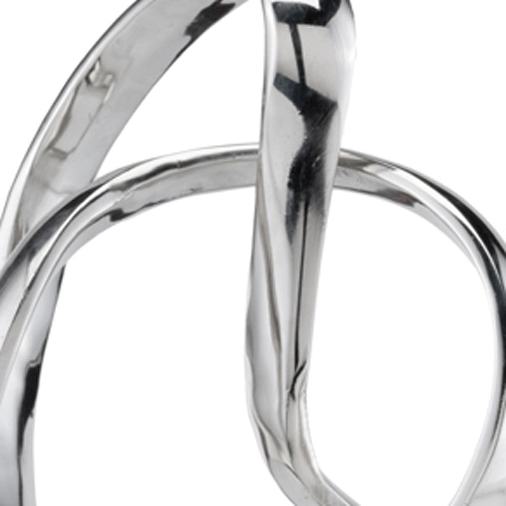 18" Silver and White Marble and Aluminum Sculpture-Sculptures-DECOROLALA