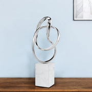 18" Silver and White Marble and Aluminum Sculpture-Sculptures-DECOROLALA
