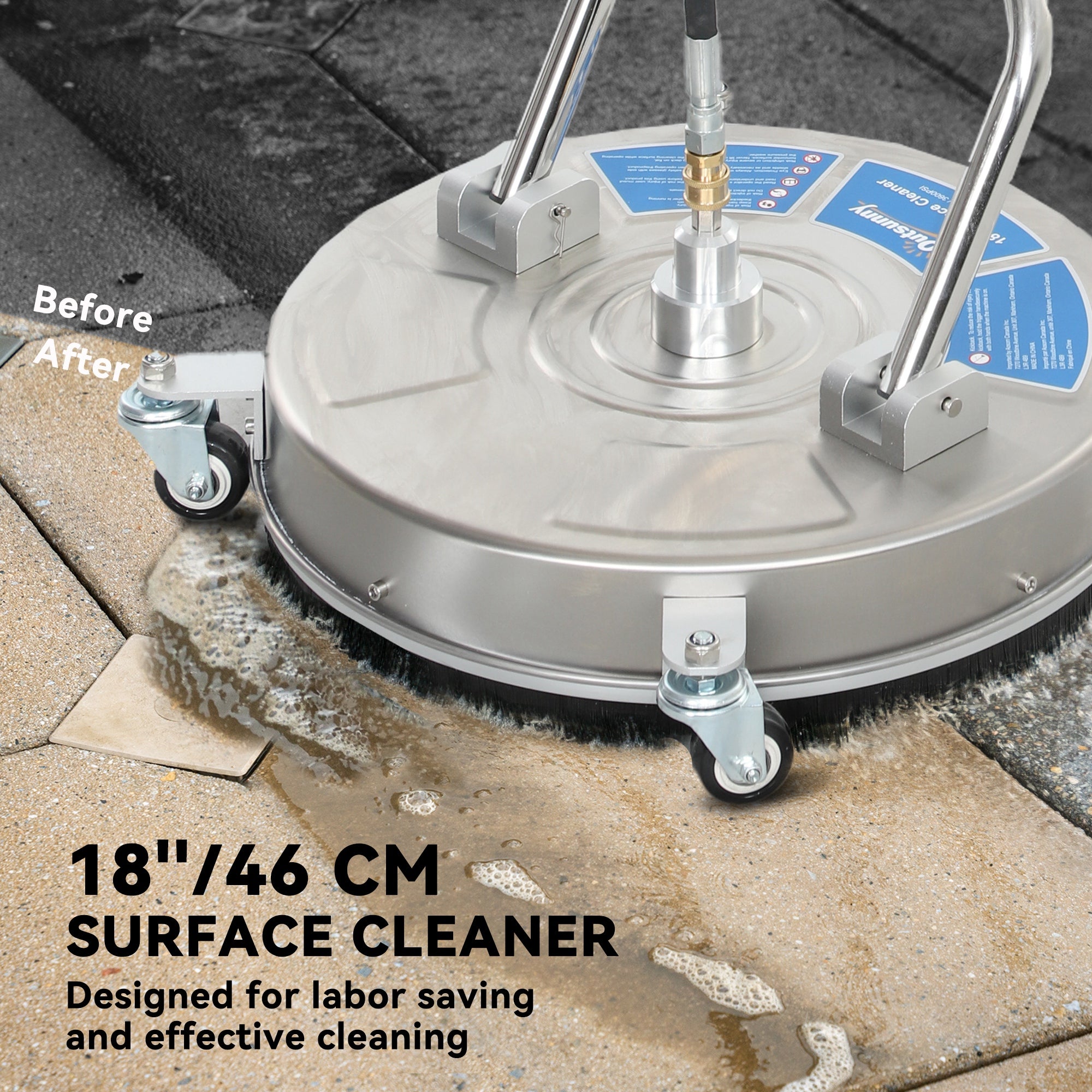 18" Stainless Steel Pressure Washer Surface Cleaner 3600 PSI-DECOROLALA