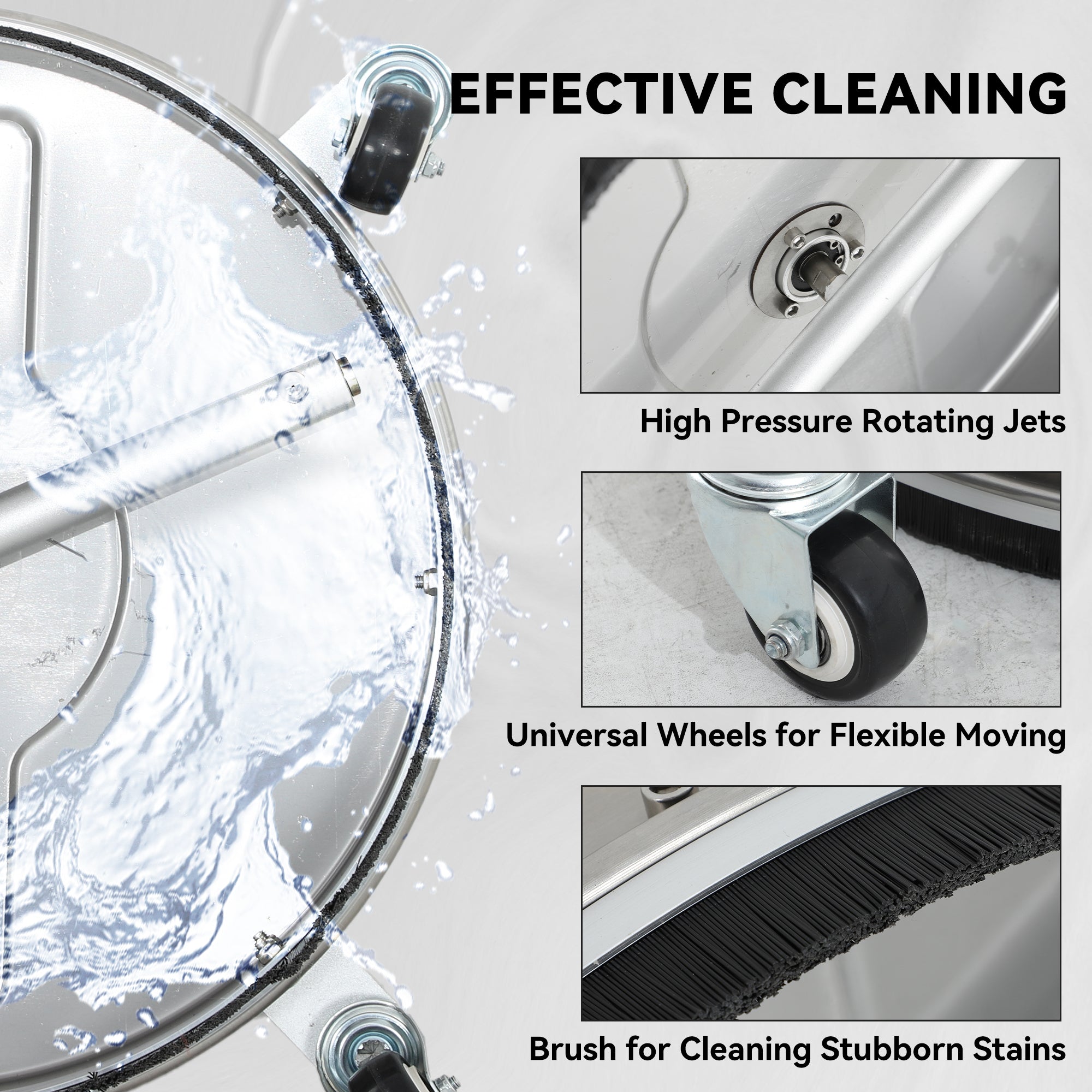 18" Stainless Steel Pressure Washer Surface Cleaner 3600 PSI-DECOROLALA