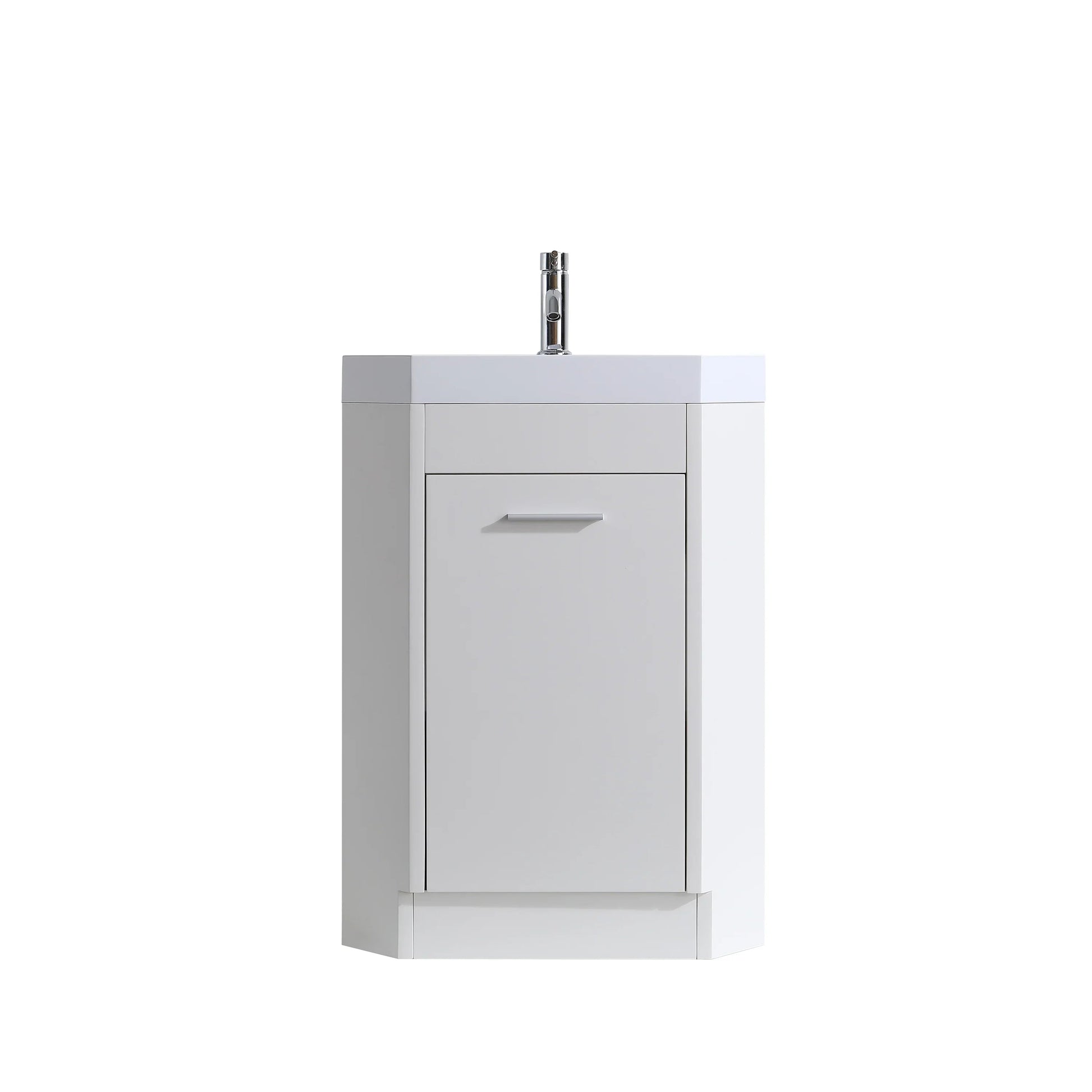 18" White Freestanding Corner Bathroom Vanity with Engineered Stone Countertop-Migration_Bathroom Vanities-DECOROLALA