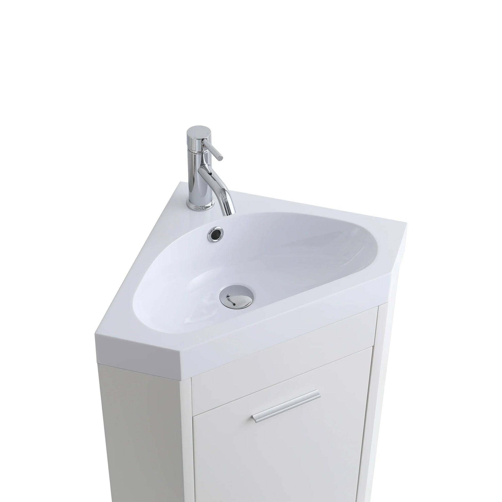 18" White Freestanding Corner Bathroom Vanity with Engineered Stone Countertop-Migration_Bathroom Vanities-DECOROLALA