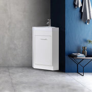 18" White Freestanding Corner Bathroom Vanity with Engineered Stone Countertop-Migration_Bathroom Vanities-DECOROLALA