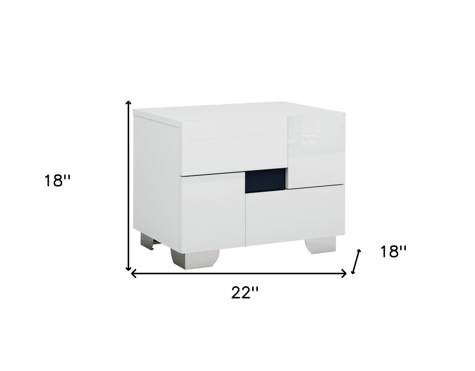 18" White Solid and Manufactured Wood And Mirrored Glass Two Drawer Nightstand-Nightstands & Bedside Tables-DECOROLALA