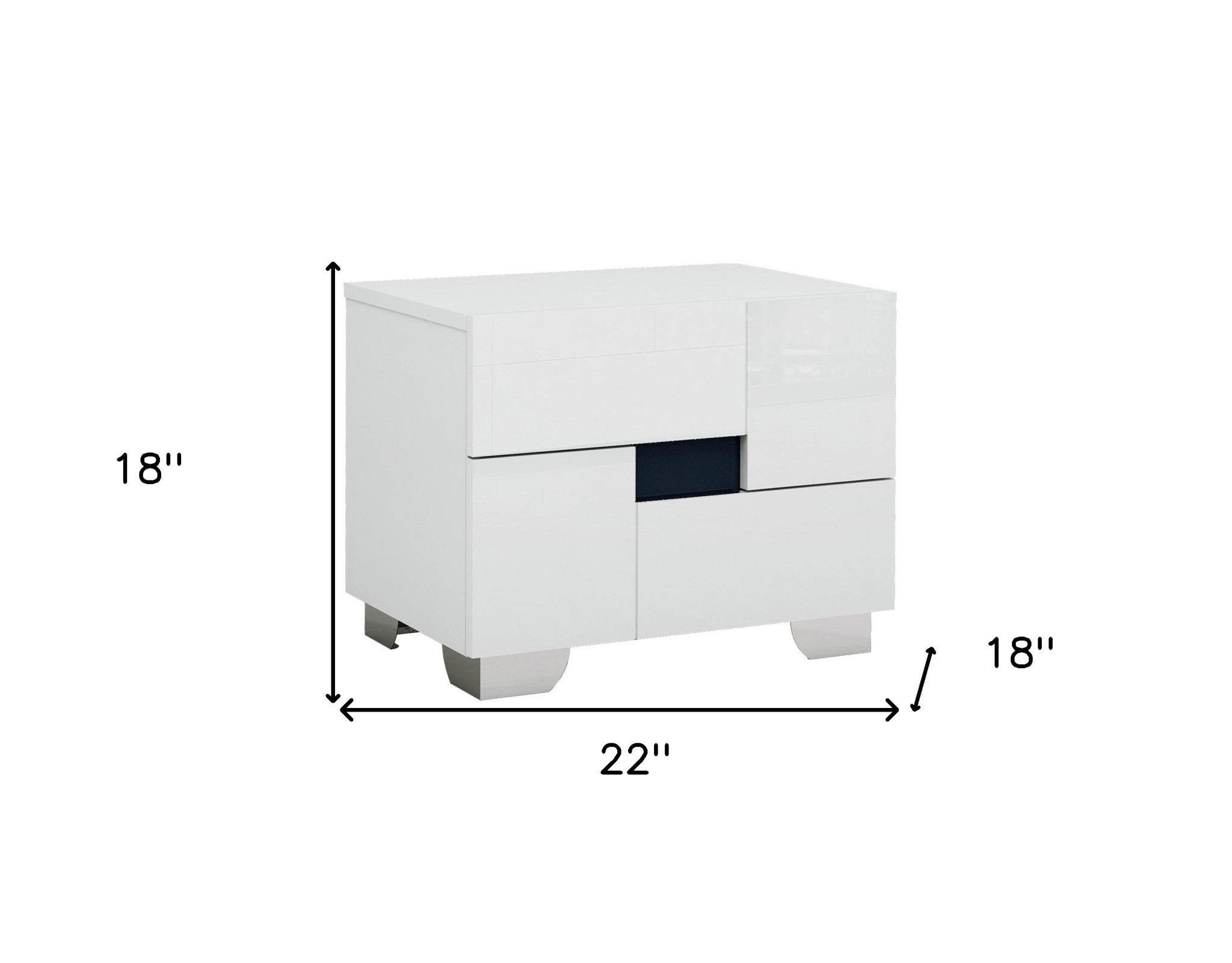 18" White Solid and Manufactured Wood And Mirrored Glass Two Drawer Nightstand-Nightstands & Bedside Tables-DECOROLALA
