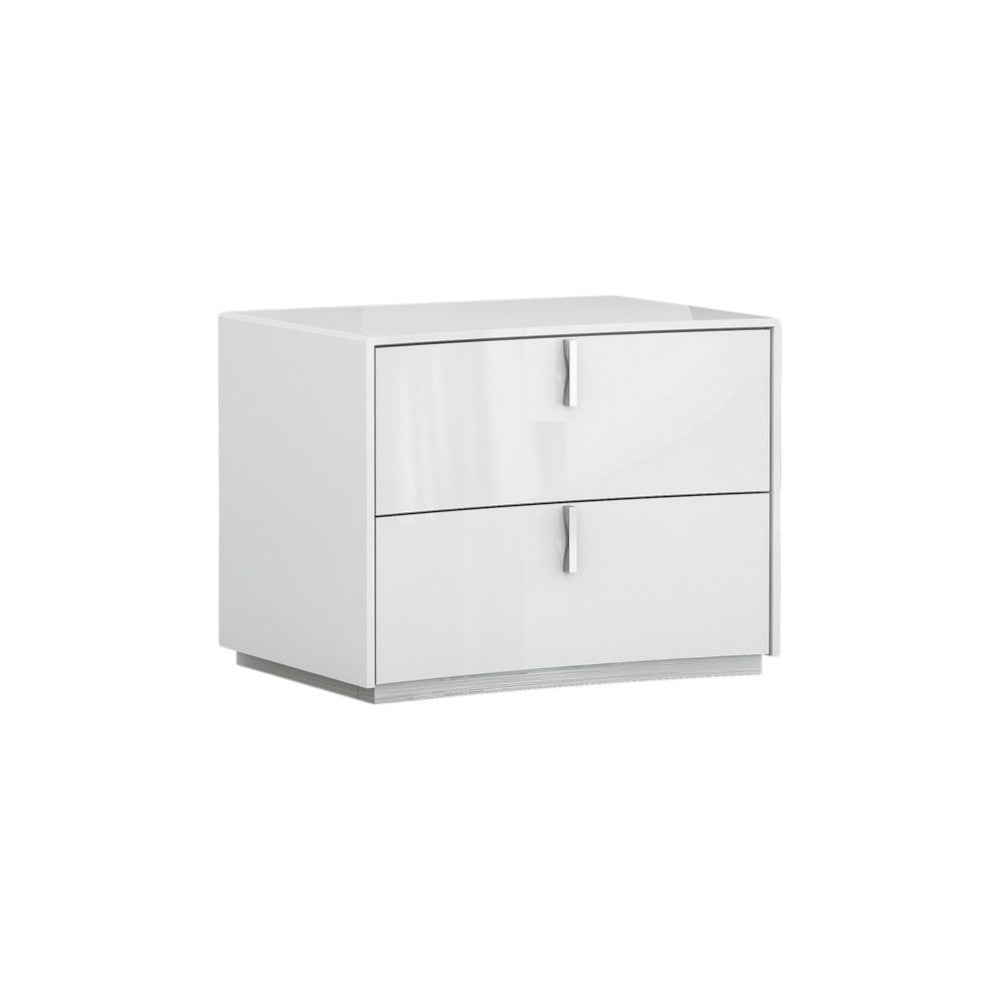 18" White Two Drawers Manufactured Wood Nightstand-Nightstands & Bedside Tables-DECOROLALA