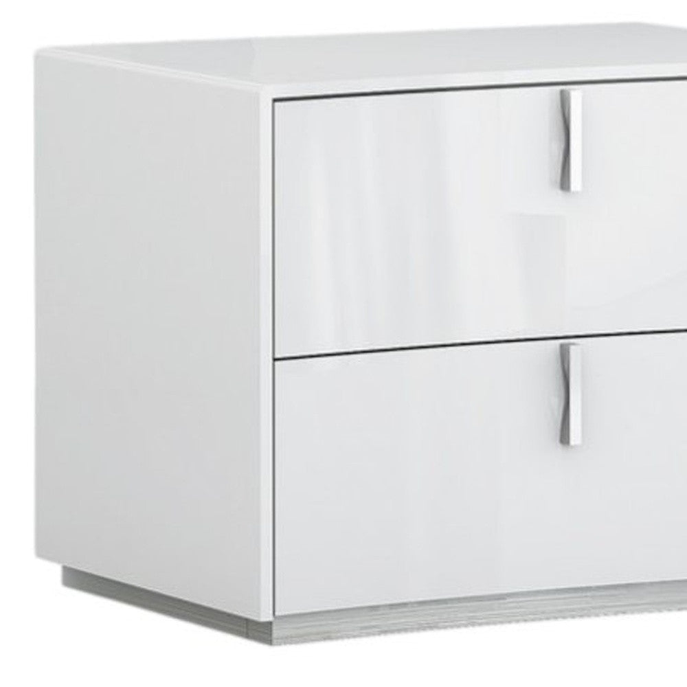 18" White Two Drawers Manufactured Wood Nightstand-Nightstands & Bedside Tables-DECOROLALA