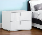18" White Two Drawers Manufactured Wood Nightstand-Nightstands & Bedside Tables-DECOROLALA