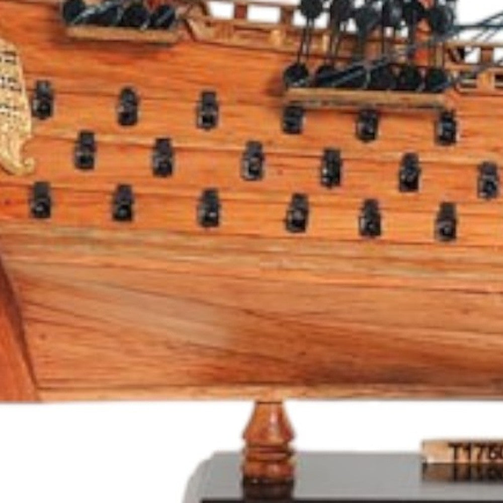 18" Wood Brown HMS Victory Hand Painted Decorative Boat-Sculptures-DECOROLALA