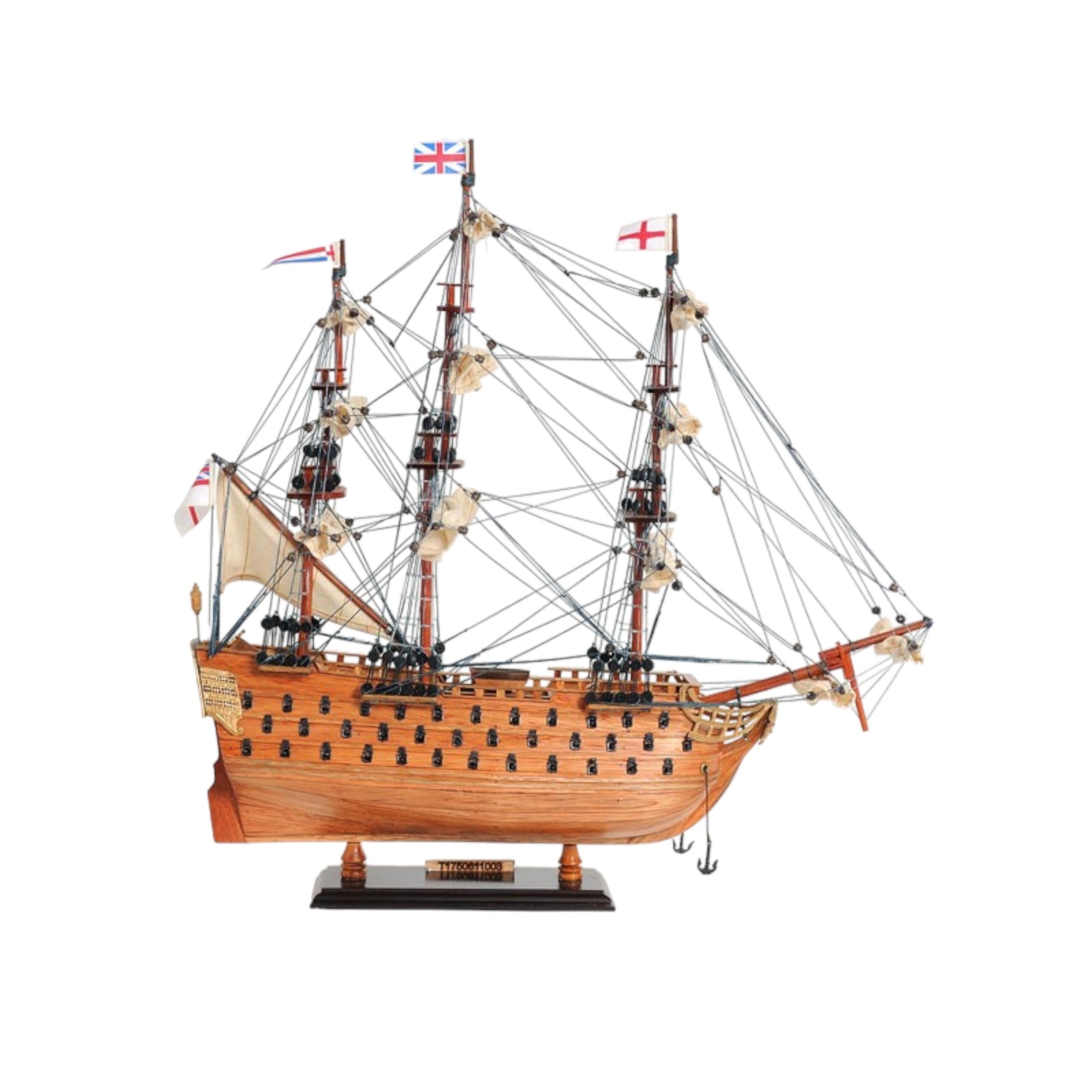18" Wood Brown HMS Victory Hand Painted Decorative Boat-Sculptures-DECOROLALA