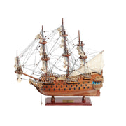 18" Wood Brown Solid Wood Hand Painted San Felipe 1690 Small Model Boat-Sculptures-DECOROLALA