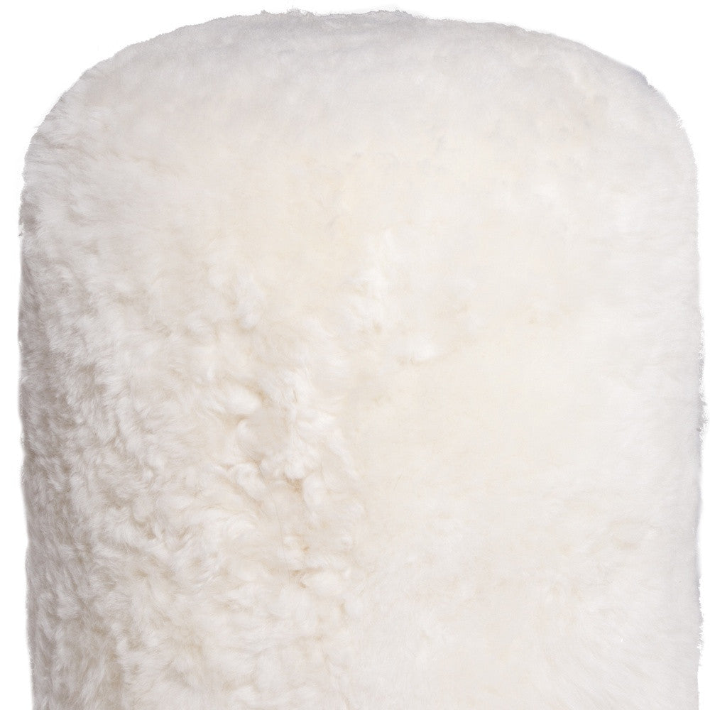 18" X 18" X 16.5" White Short-Hair Sheepskin - Stump Pouf-Ottomans-DECOROLALA