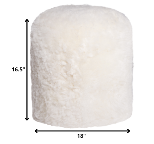 18" X 18" X 16.5" White Short-Hair Sheepskin - Stump Pouf-Ottomans-DECOROLALA
