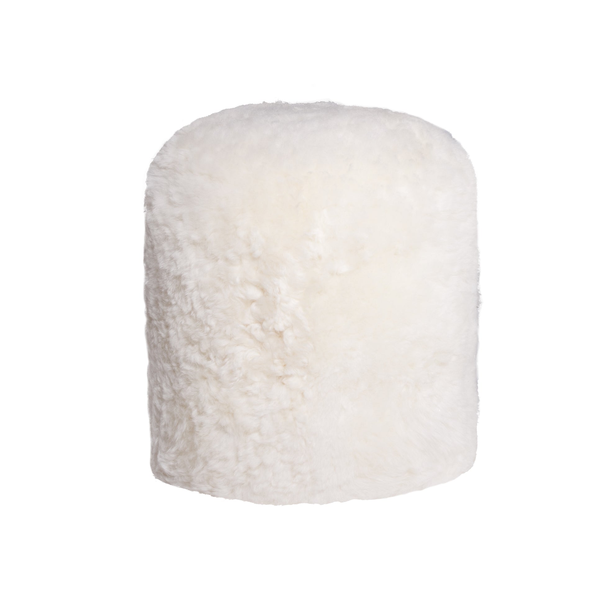 18" X 18" X 16.5" White Short-Hair Sheepskin - Stump Pouf-Ottomans-DECOROLALA