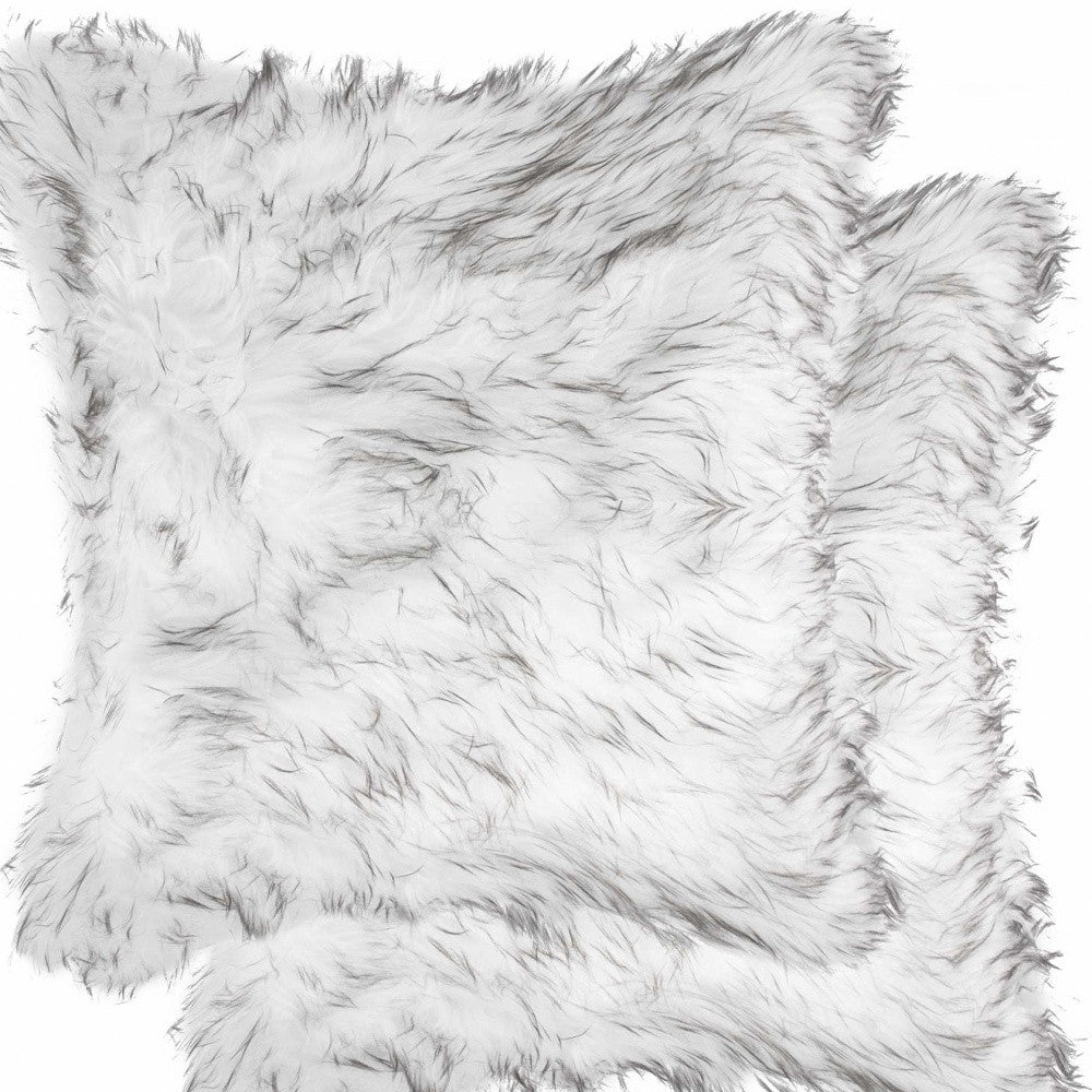 18" X 18" X 5" Gradient Gray Faux Fur 2Pack Pillow-Accent Throw Pillows-DECOROLALA