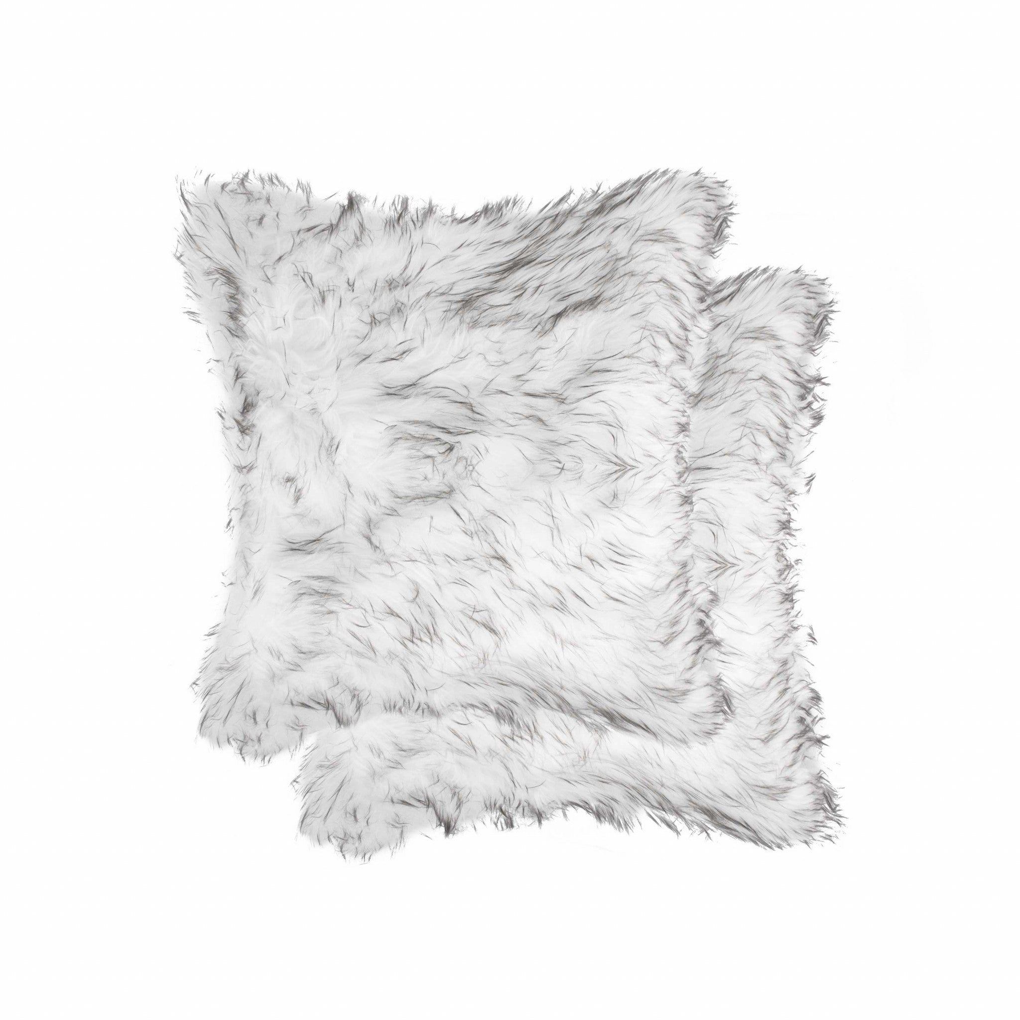 18" X 18" X 5" Gradient Gray Faux Fur 2Pack Pillow-Accent Throw Pillows-DECOROLALA