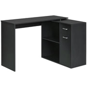 180° Rotating L-Shaped Corner Desk with Cabinet - Black-Office Products > Office Furniture > Office Desks & Work Stations > Writing Desks-DECOROLALA